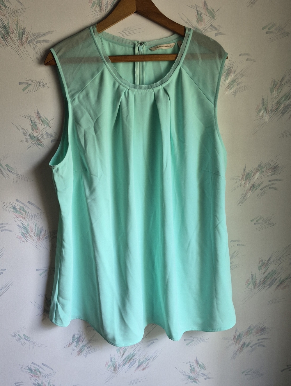 Soft Surroundings Mint Green Turquiose Sleeveless Blouse 2X